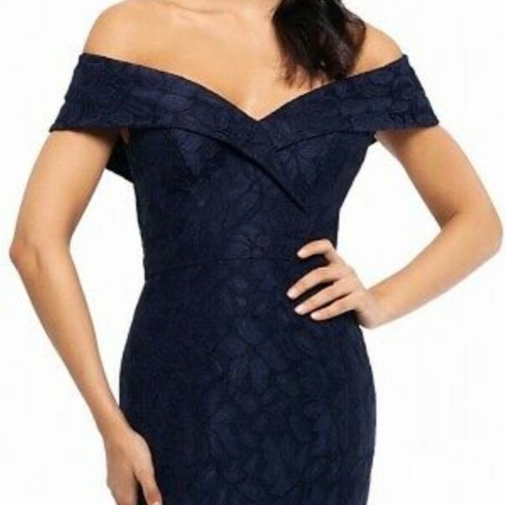 Xscape Petite Off the shoulder lace gown